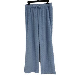 Women’s Fleece Sleep Lounge Pants Size Large Blue Hobnail 9997